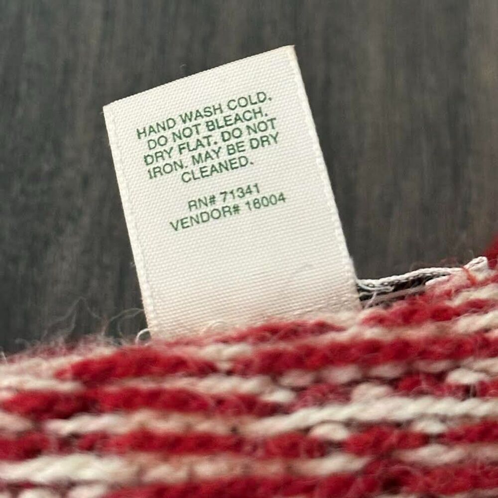 Vtg L.L. Bean Nordic Wool Blend Cardigan Button Up Red White Sweater Sz Medium - Picture 6 of 10